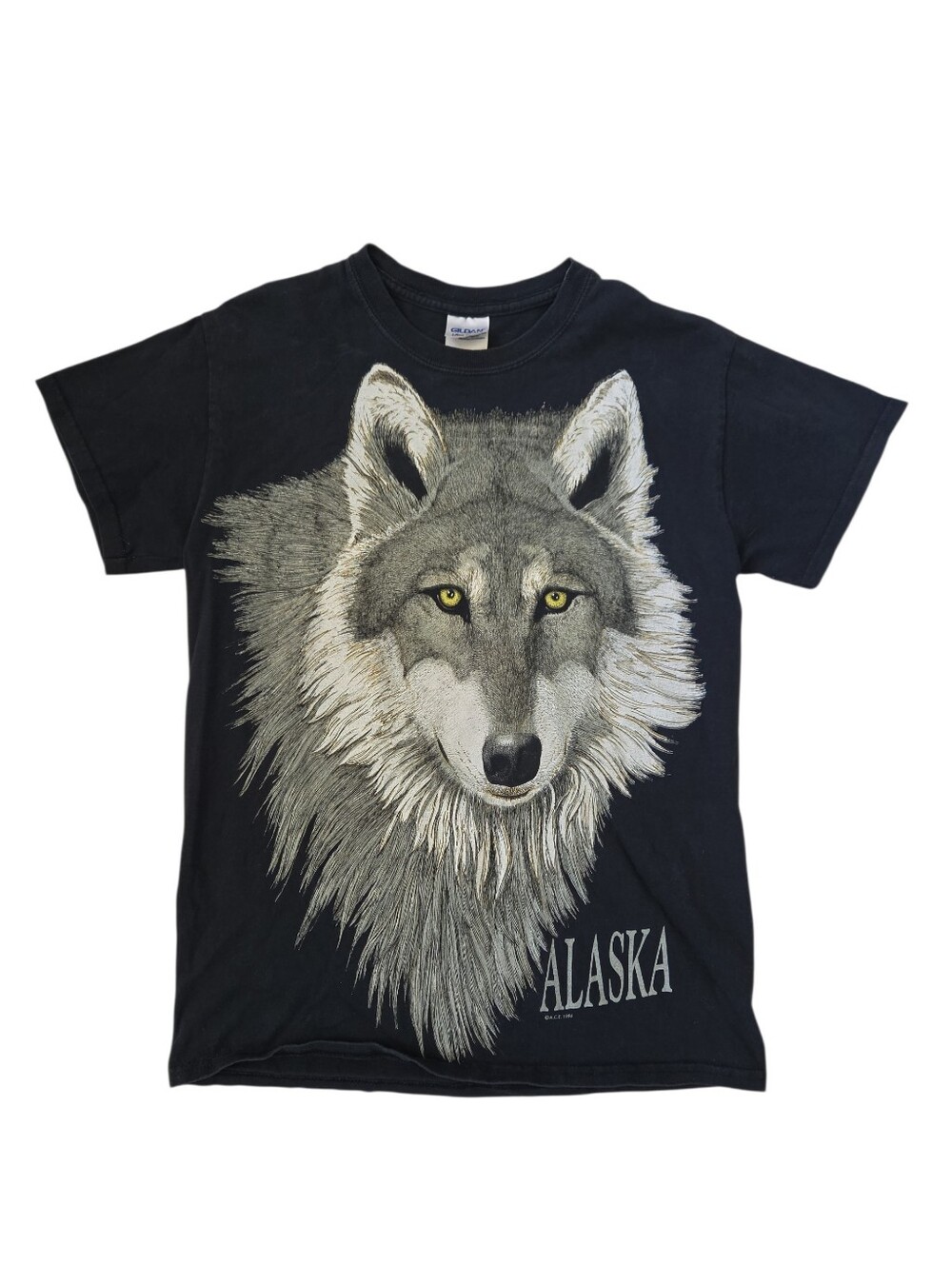 Vintage 90s Large Graphic Alaska Wolf Tee Size S